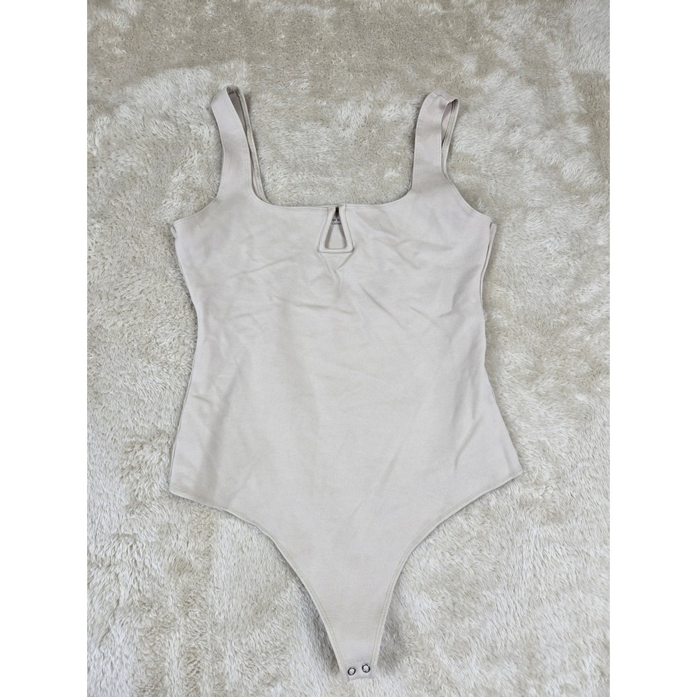 Abercrombie Fitch Soft A&F Collection Square Neck Tank Bodysuit Beige Size M